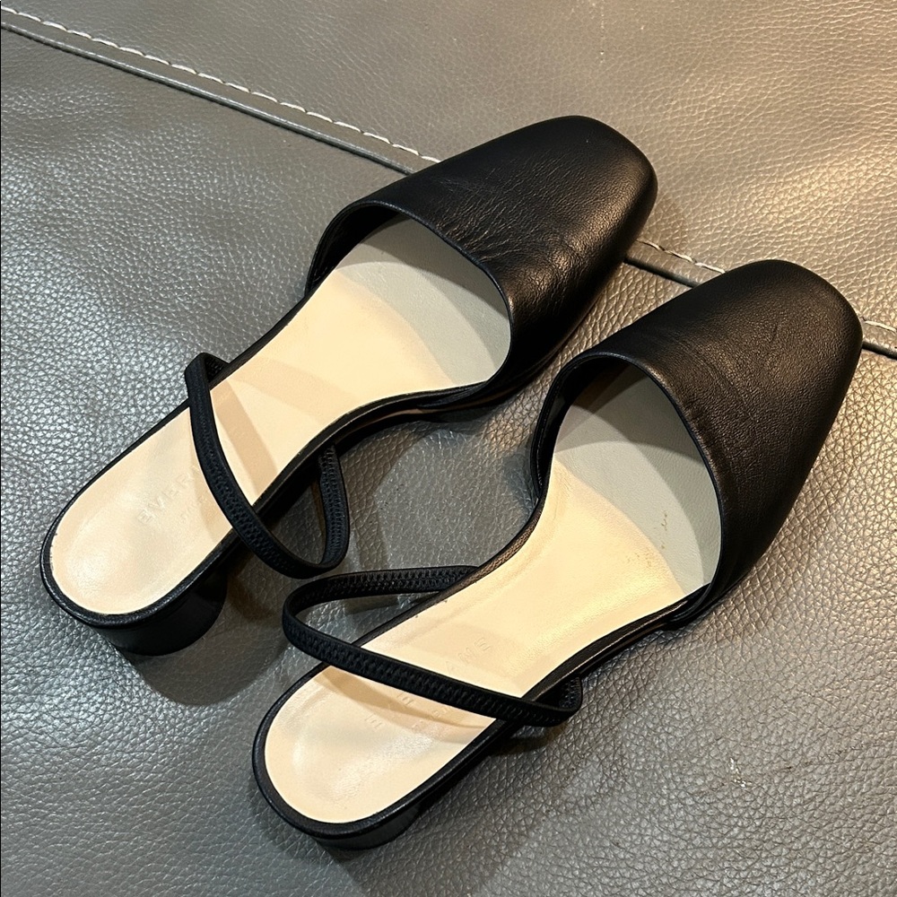Everlane Black Women's Slip-On Sling Back Shoes, size 7 made in Italy